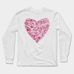 yum yum_ heart with pastry_pink Long Sleeve T-Shirt